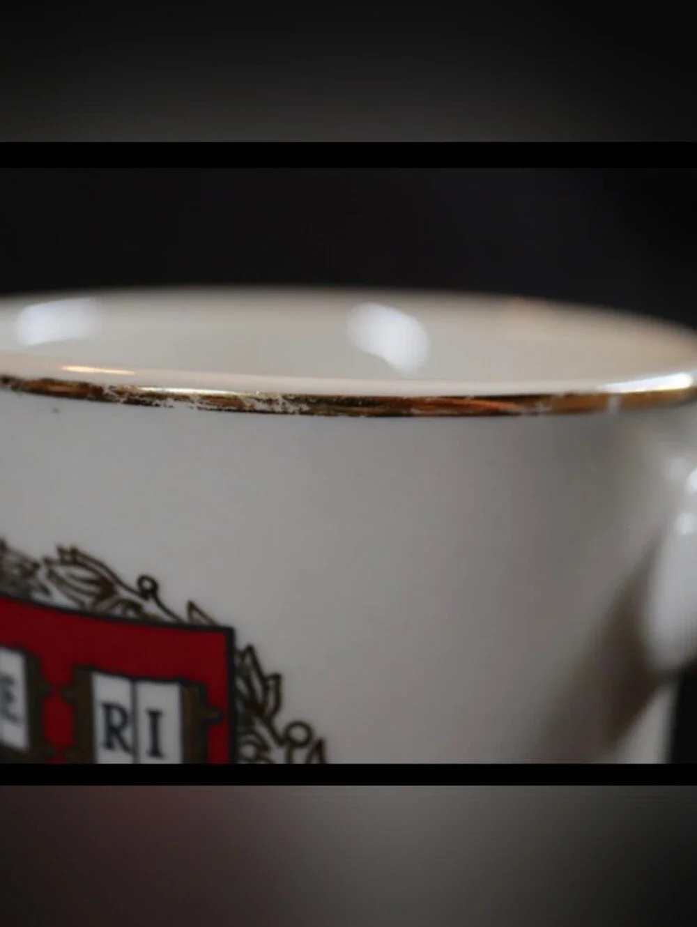 Vintage Harvard University Ve Ri Tas Crest Gold Rimmed Coffee/Tea Cup